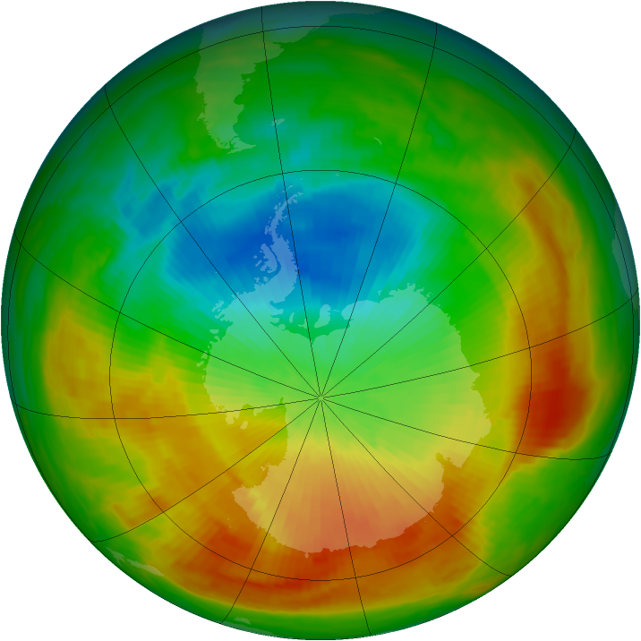 Antarctic ozone map for 30 October 1988